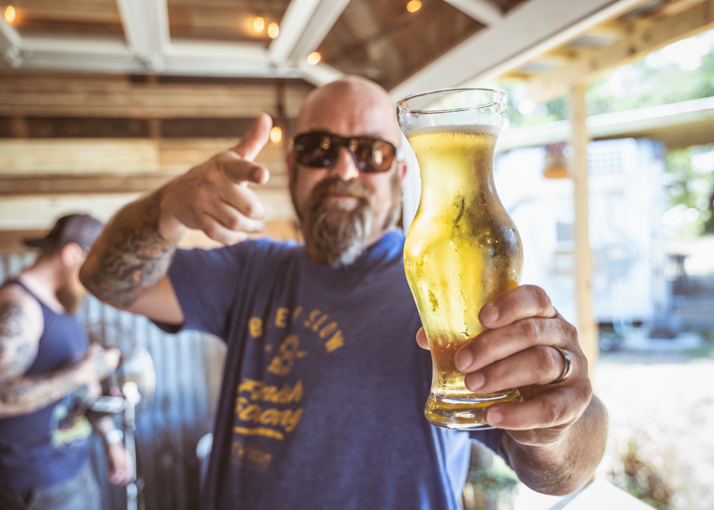 Travis offering a tasting of Hye Cider