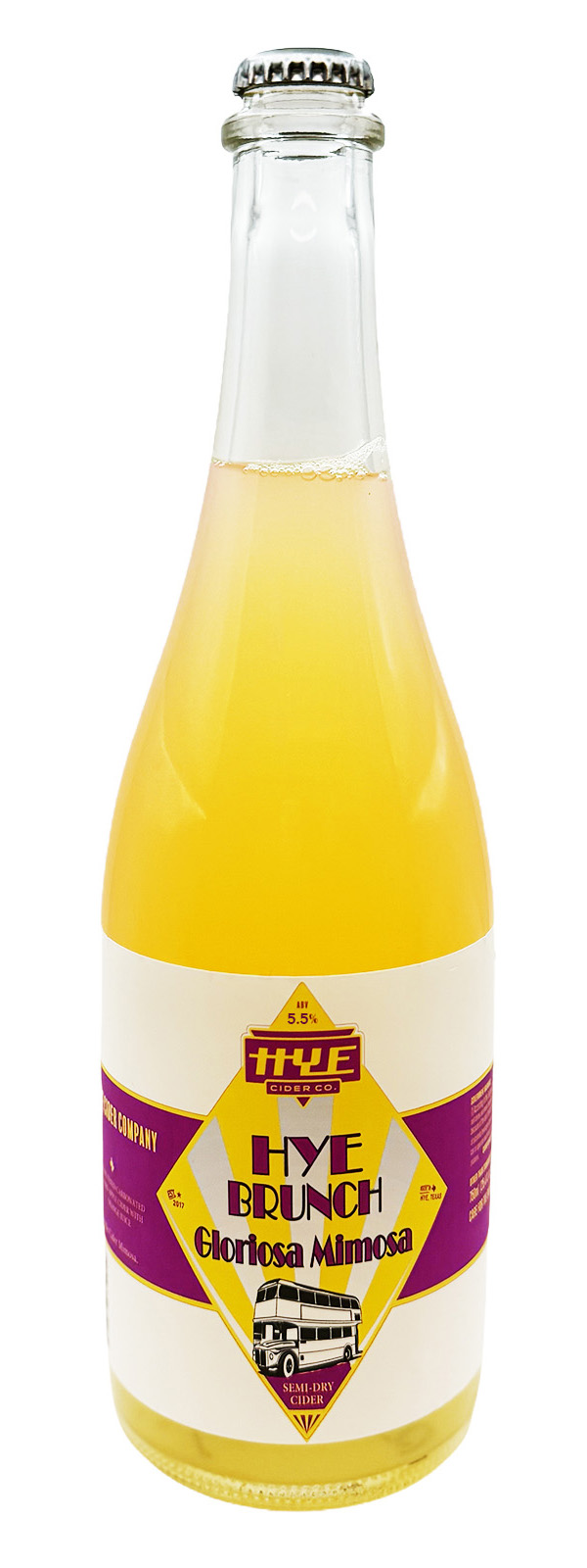750ml bottle of Hye Cider's Gloriosa Mimosa cider
