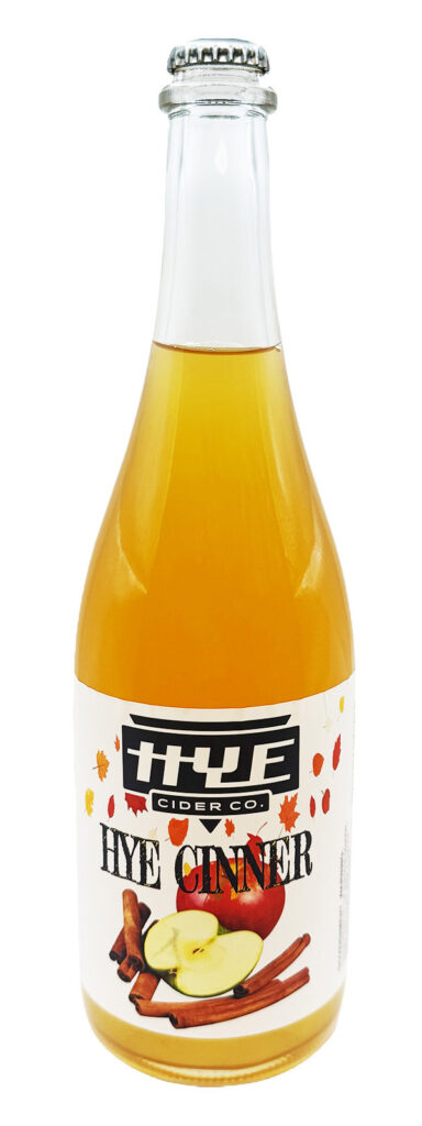 750ml bottle of Hye Cider's Hye Cinner cinnamon hard cider